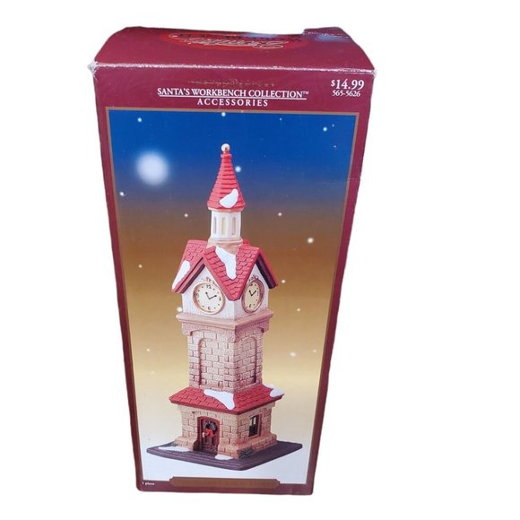 Brick Clock Tower Santa's Workbench Collection Lighted Tower From 2000 in Box - Picture 2 of 2
